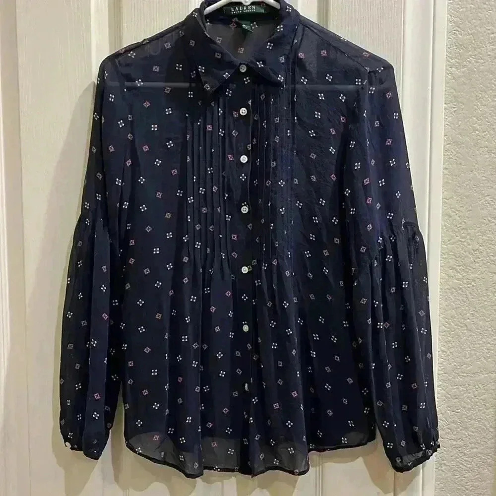 LAUREN RALPH LAUREN 100% Silk Blouse Top
